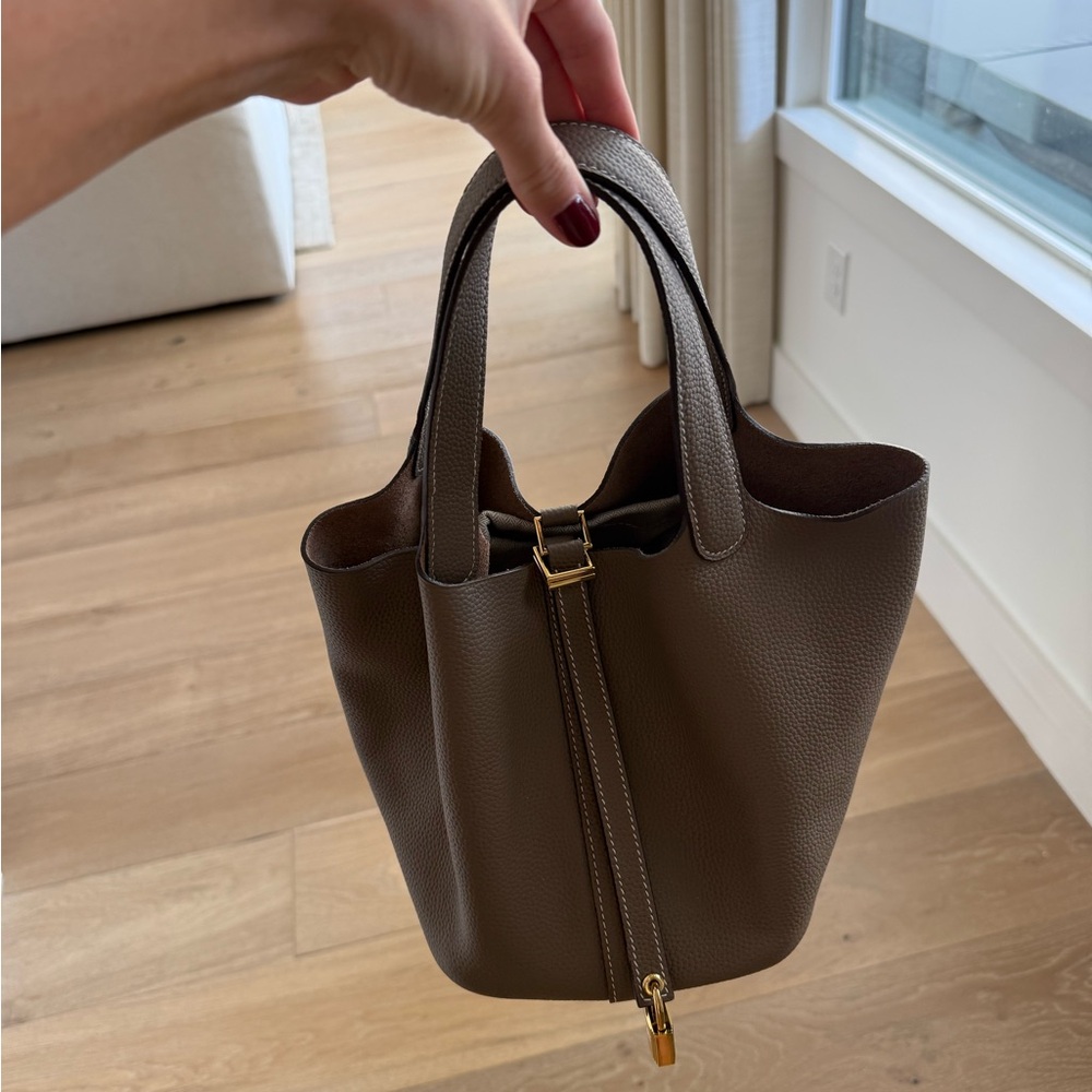 Grey leather bag